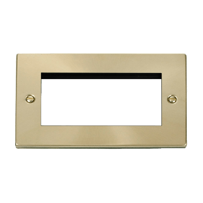 Click Deco 2 Gang Quad Aperture Double Plate Satin Brass