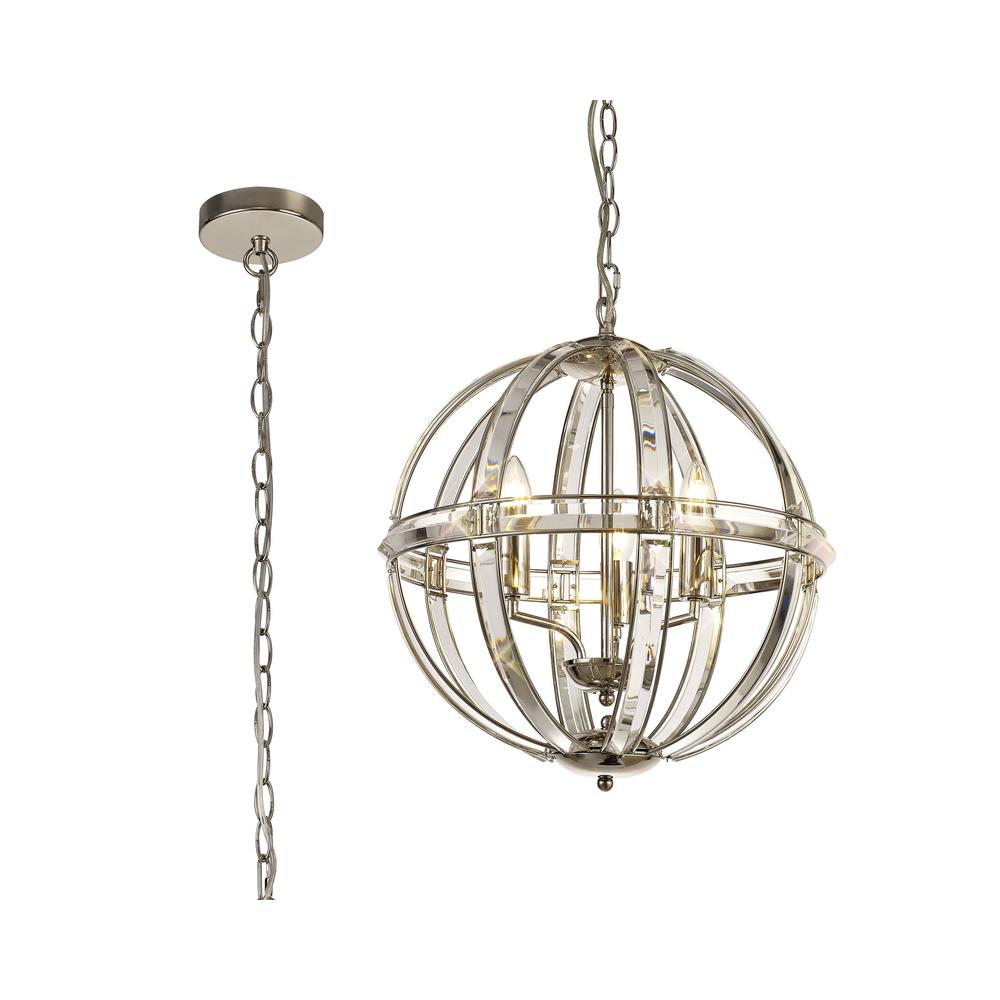 Luxuria Majorelle 41cm Medium Round Pendant 3 Light E27 Polished Nickel