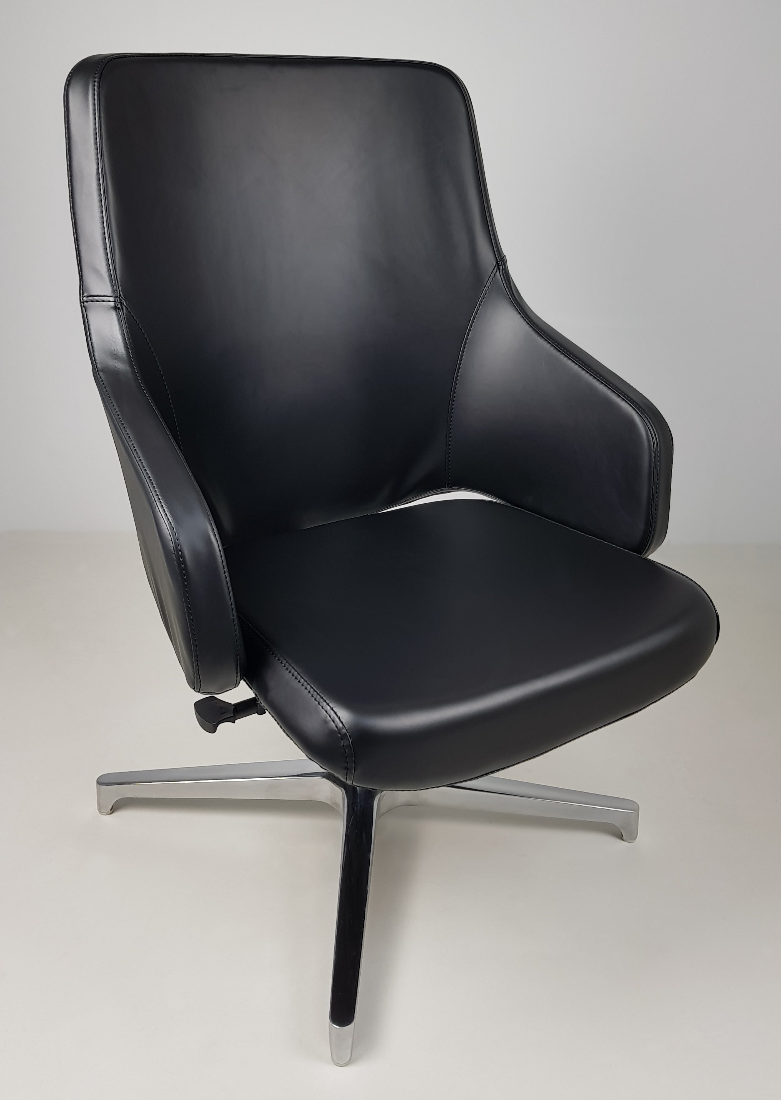 Black Leather Visitor Office Chair with Seat Slide - CHA-1823C Huddersfield