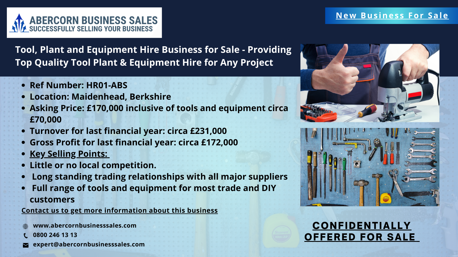 HR01-ABS - Tool, Plant and Equipment Hire Business for Sale - Providing Top Quality Tool Plant & Equipment Hire for Any Project