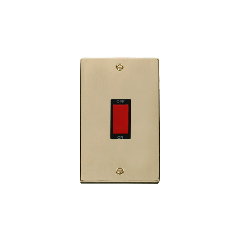 Click Deco 2 Gang 45A DP Switch Polished Brass Insert Black