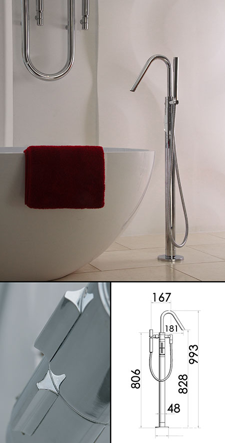 Thermostatic Freestanding Bath Tap with Shower (50D)