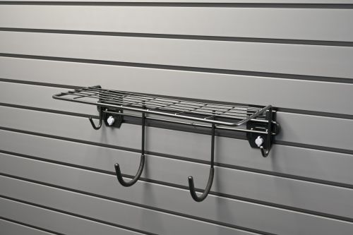 EVOPanel Wall Storage System - Shelf with Hooks Black - EPHOSH