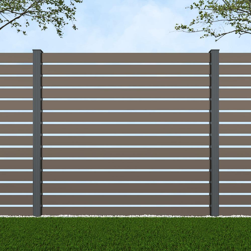 1.8m Parallel 100 Beige Grey - Basalt Grey Posts - Metre Price 