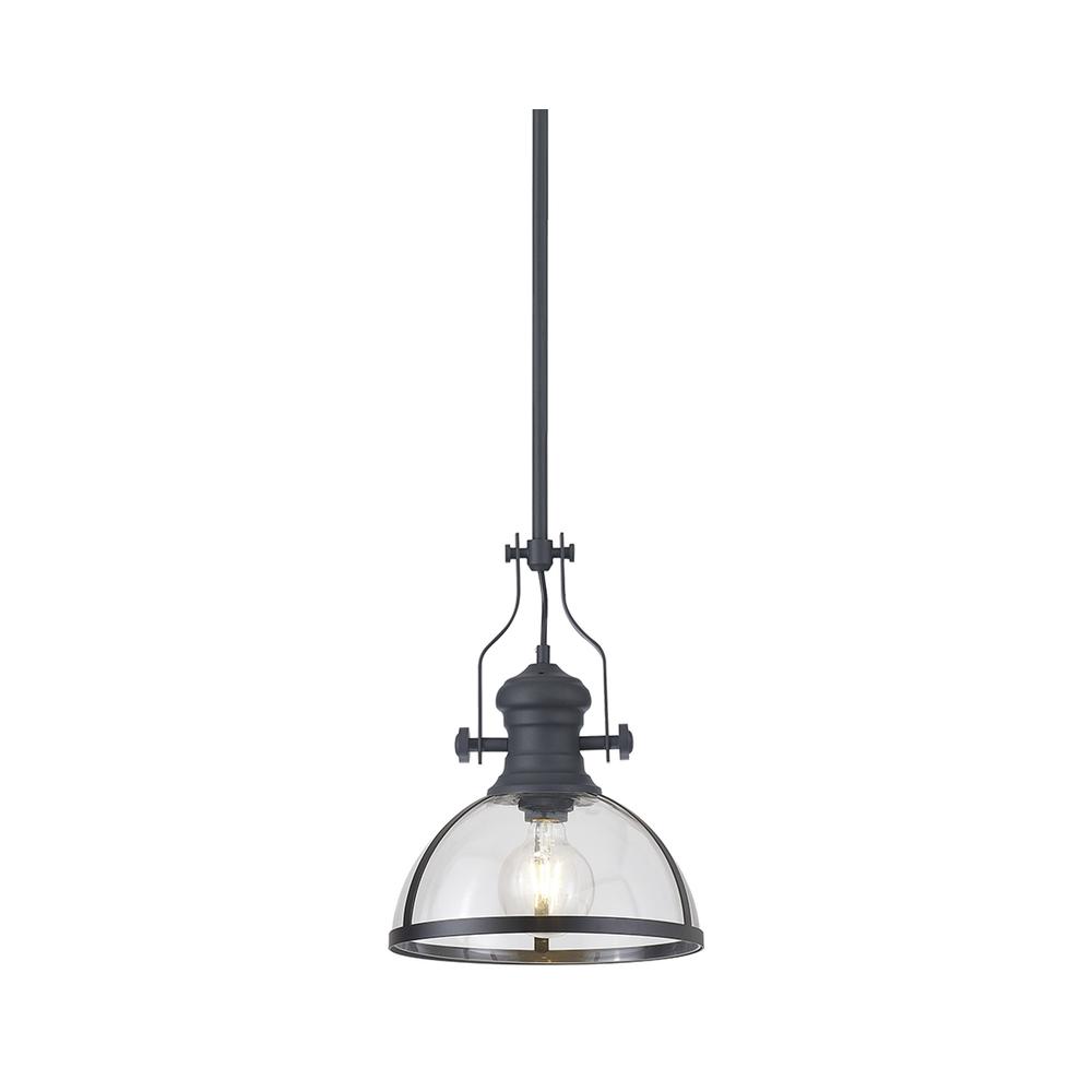 Luxuria Serena Pendant Light E27 Graphite With Round 30cm Graphite / Clear Glass Shade