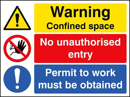 Warning confined space no entry permit to work