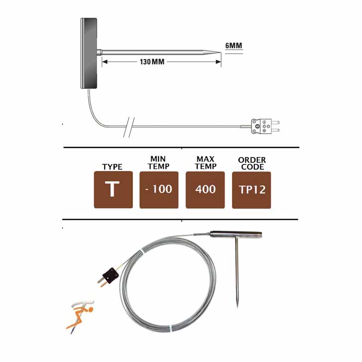 TP12 - T Type T-bar Heavy Duty Oven Needle Probe