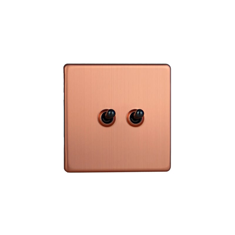 Varilight Urban 2G 10A Intermediate Toggle Switch Brushed Copper Screw Less Plate