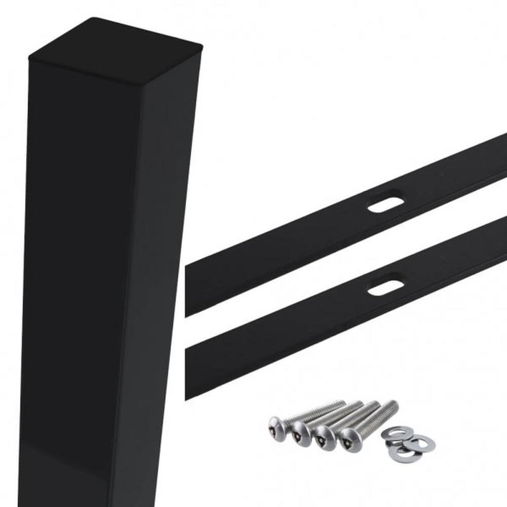 Black Corner Post For 1.2m High FenceWith Fixings (1.8m Overall Length)