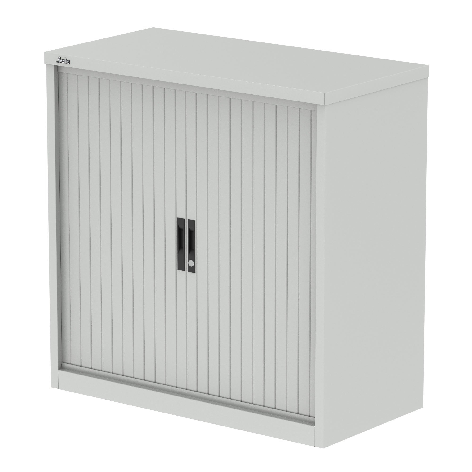 Suppliers Of Qube Side Metal Tambour Cupboard With Shelves - 1000mm or 2000mm Tall - Multiple Colour Options UK