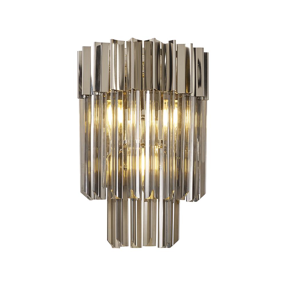 Luxuria Osiris 27.5xH41cm Wall 3 Light E14 Polished Nickel / Smoke Sculpted Glass