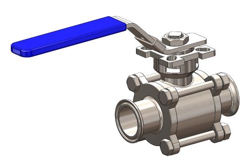 Ball Valve, Manual, 3 Piece, Full Bore, Clamp Ended, PTFE Seal