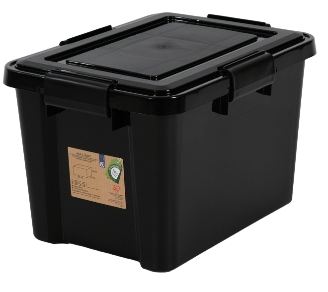 20 Litre Small Iris Weathertight / Airtight Black Plastic Storage Box - Black