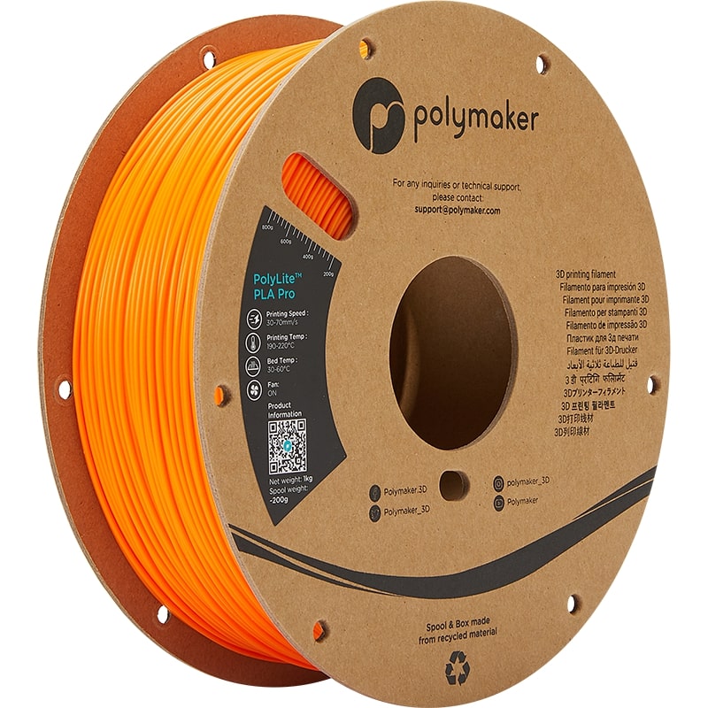 PolyMaker PolyLite PLA Pro 1.75mm Orange 3D printer filament 1Kg