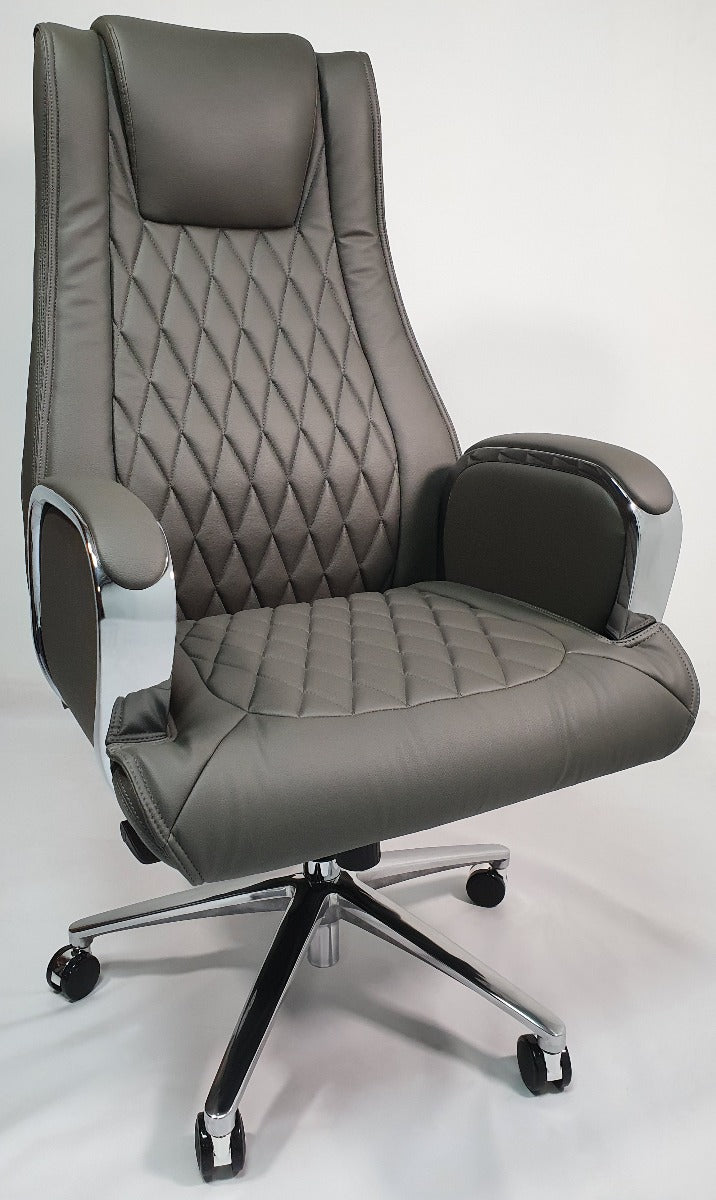 Specialising In Grey Leather Executive Office Chair - CHA-1202A UK