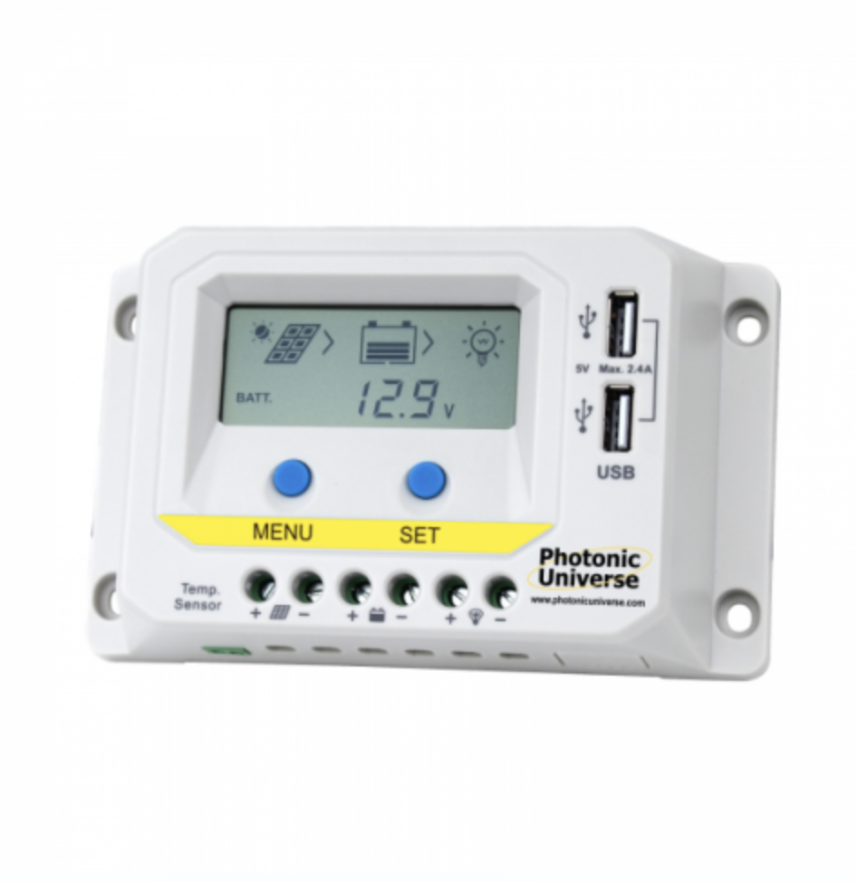 10a 12v/24v solar charge controller / regulator with lcd display and powerful dual usb output (2.4a)