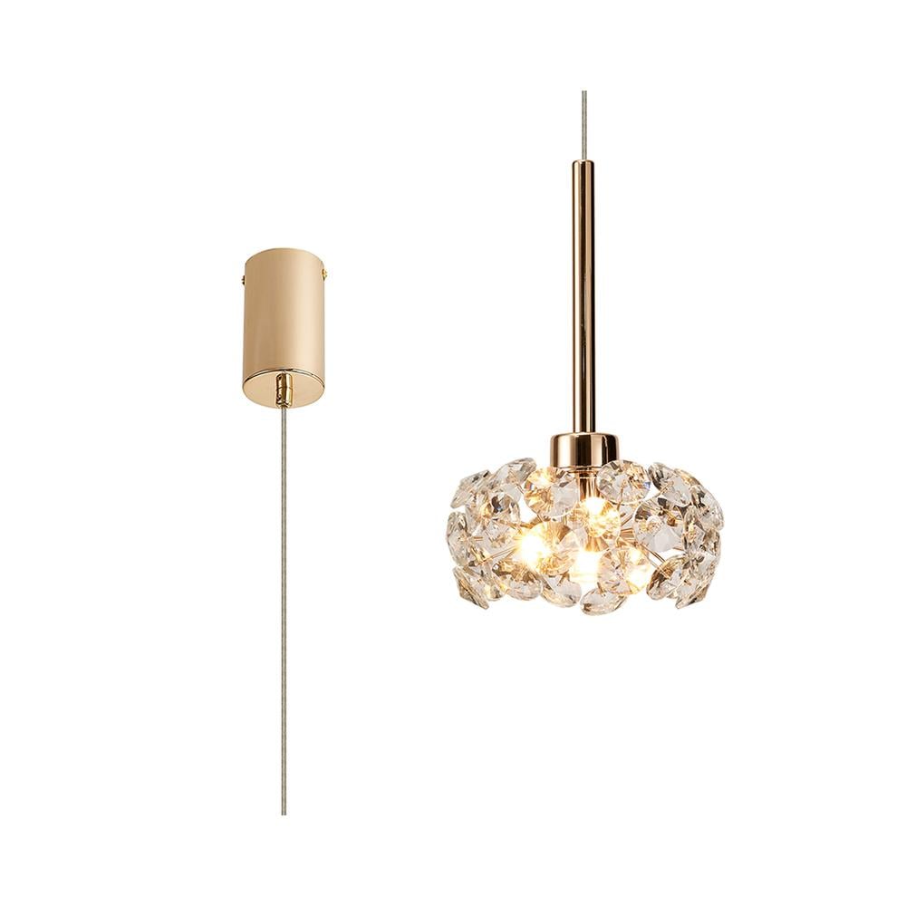 Luxuria Paramount 17cm 1 Light G9 2m Single Pendant With French Gold And Crystal Shade