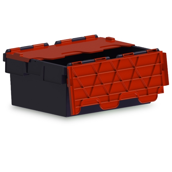 Attached Lid Container 40 Litre - Black/Red
