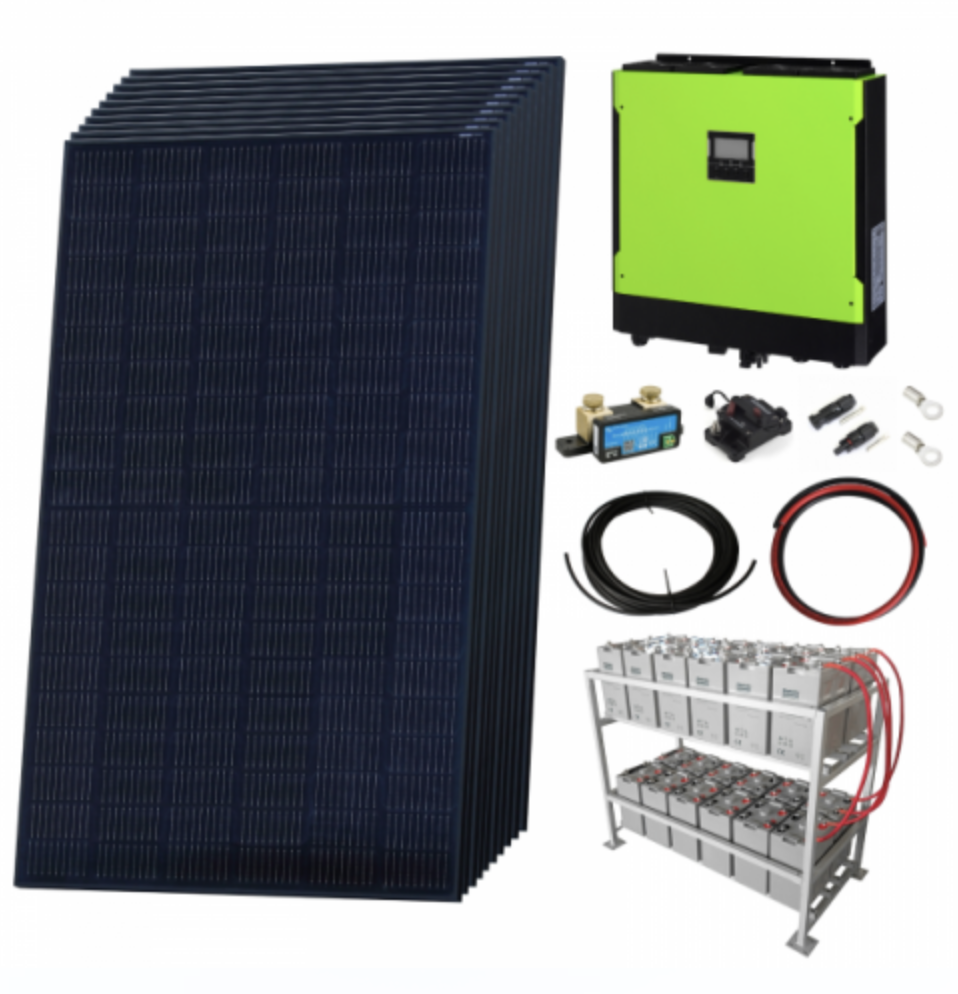 Premium 3.8Kw Grid-Tie Solar Power Kit With Lg Solar Panels, 5.5Kw Hybrid Inverter And 24Kwh Battery Bank
