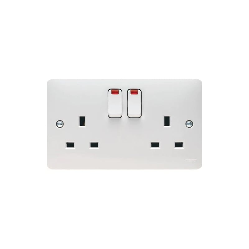 Hager Sollysta 2G DP Switched Socket Dual Earth With LED Indicators