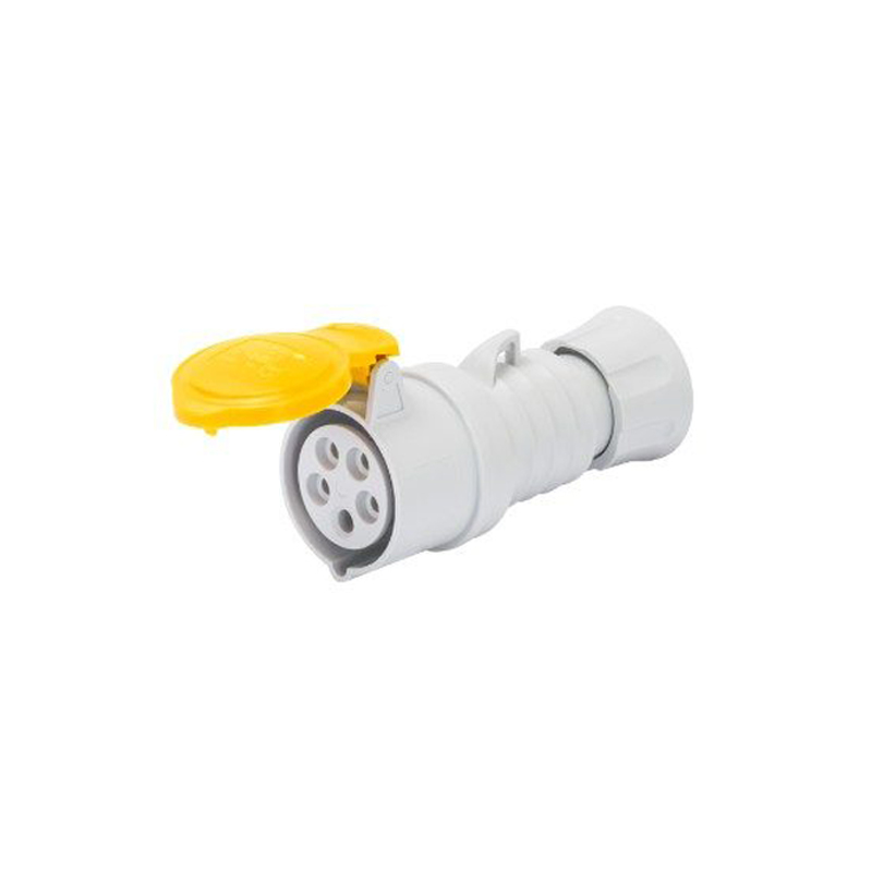 Gewiss Straight Connector Yellow IP44 2P+E 16A 110V