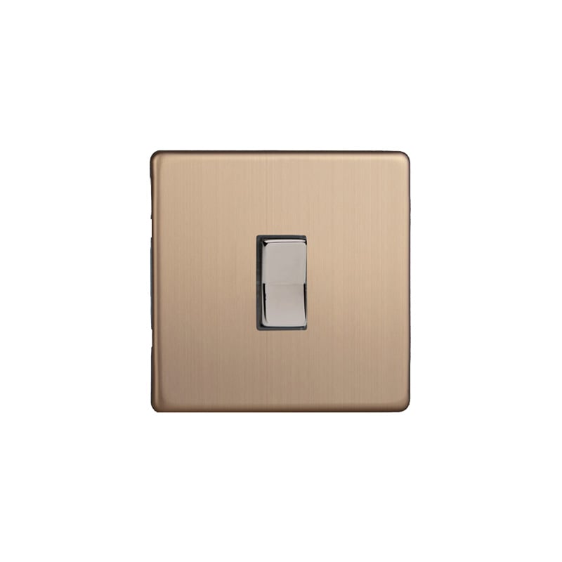 Varilight Urban 1G 10A 2 Way & Off Retractive Switch Brushed Copper Screw Less Plate