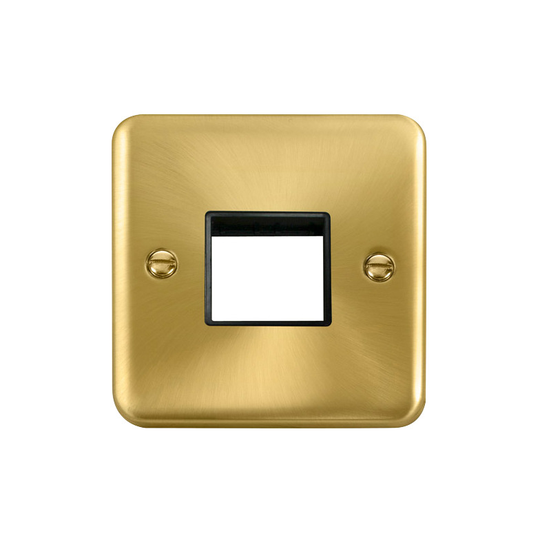 Click Deco Plus MiniGrid 2 Aperture Face Plate Satin Brass Black Inserts