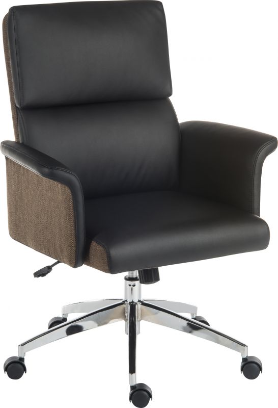 Specialising In Mid Century Style Medium Back Leather Office Chair - Black or Cream Option - ELEGANCE UK