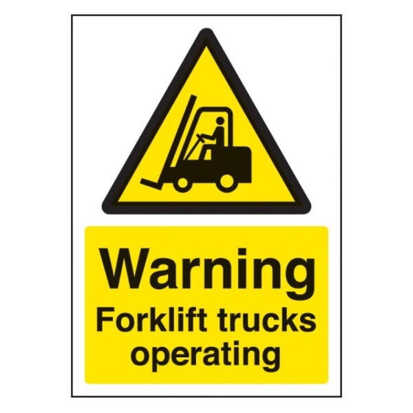 Warning Forklift Trucks Operating - A4 Self Adhesive Vinyl