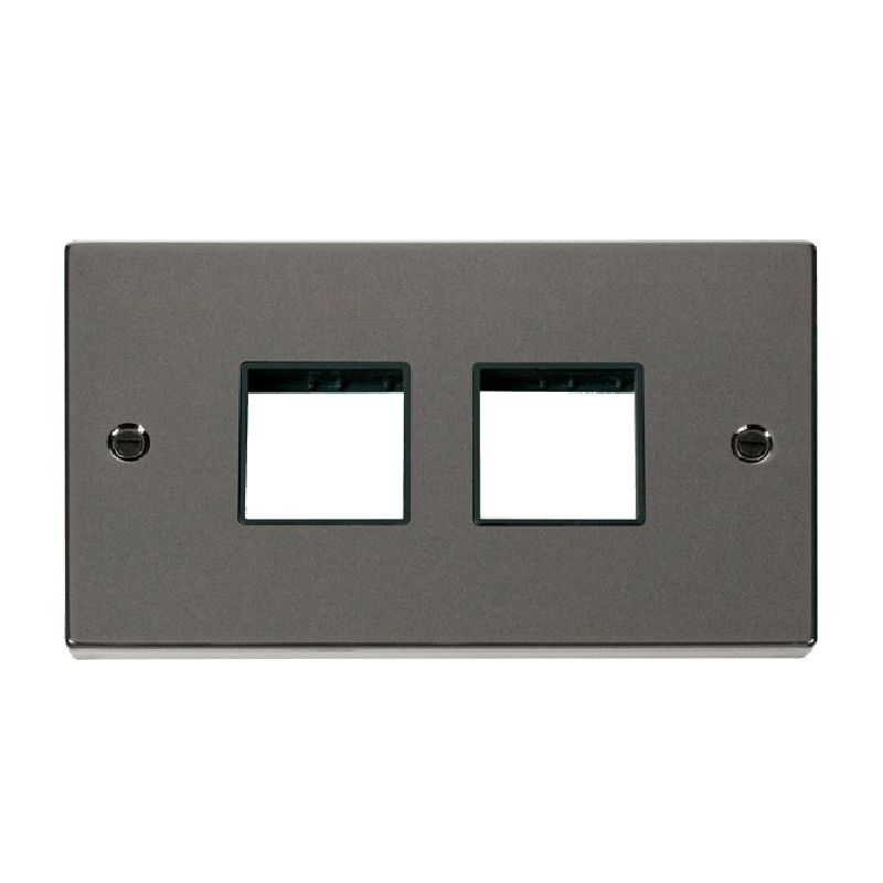 Click Deco 2 Gang Plate 2 x 2 Aperture Unfurnished Plate Black Nickel Black Inserts