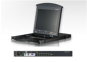 KL1508AN - Aten - Altusen 8 Port Cat 5 Switch 1U LCD KVM Console Drawer with 19&#34; LCD Display, Keyboard & Touchpad built in UTP Switch (KL1508N) ATEN LCD Console