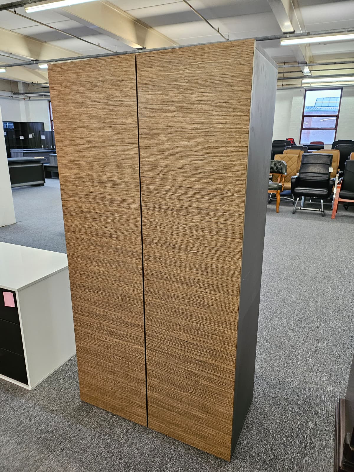 Specialising In EX SHOWROOM - Real Wood Veneer Light Walnut and Grey Cupboard - B07U UK