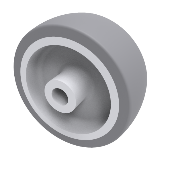 Grey Rubber 60mm Plain Bearing Wheel 60kg Load