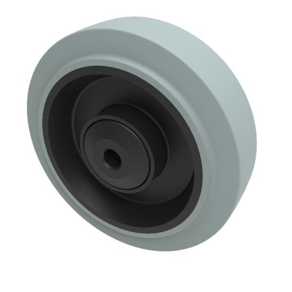 Grey Elastic Rubber 65shore A 125mm Ball Bearing Wheel 250kg Load