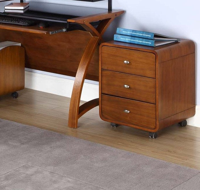 Suppliers Of Contemporary Mobile Three Drawer Pedestal in Walnut - 440mm - PC201-3DRW North Yourkshire