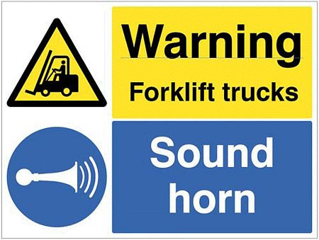 Warning forklift trucks sound horn
