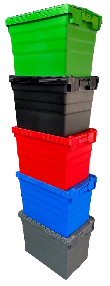 78 Litre Heavy Duty Colour Coded Attached Lid Containers