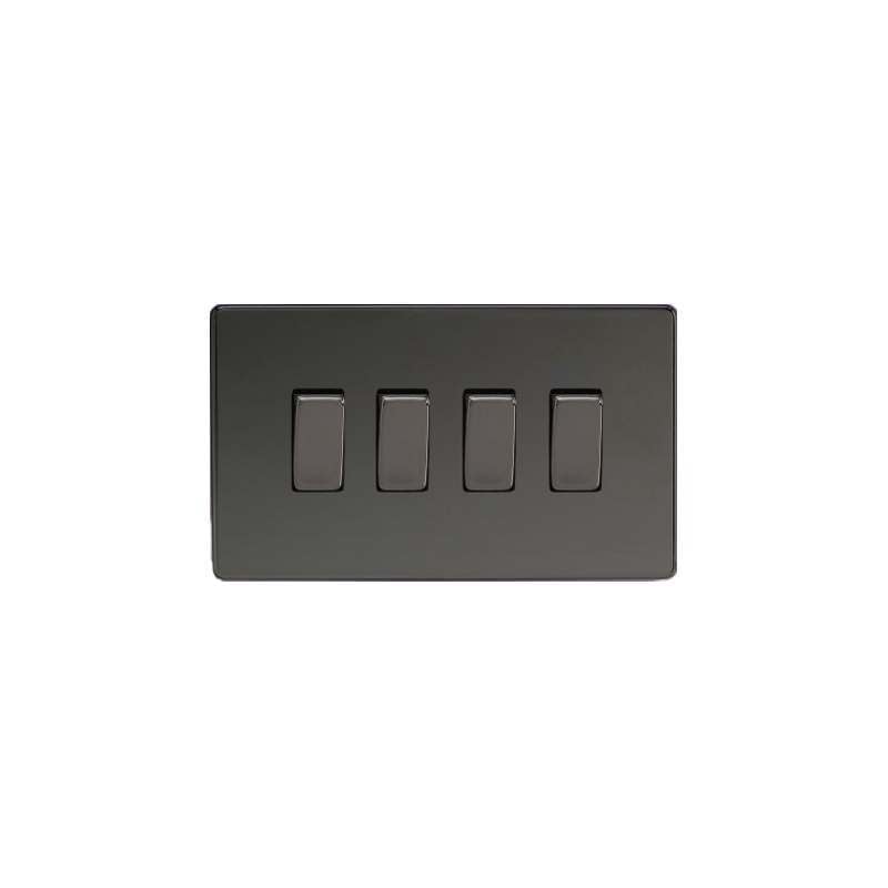 Varilight Screw Less Flat Plate Switch 4G Iridium Black