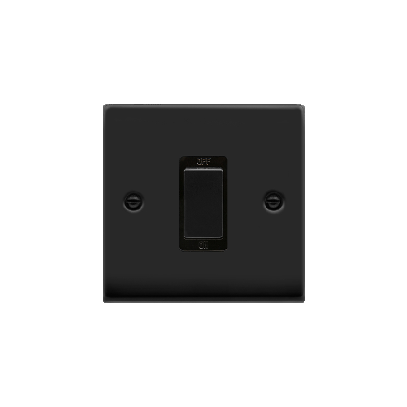 Click Deco 45A Ingot 1 Gang DP Switch Matt Black Insert Black