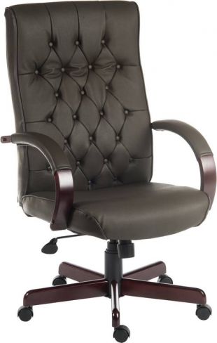 Traditional Bonded Leather Executive Chair - Brown, Burgundy or Green Option - WARWICK UK