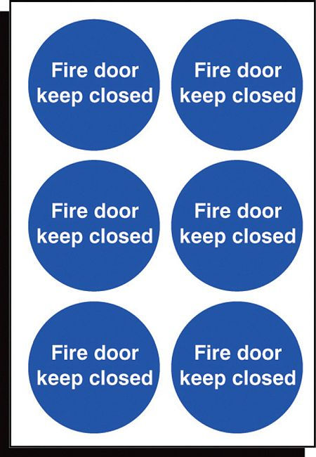 Fire door keep closed 65mm dia - sheet of 6