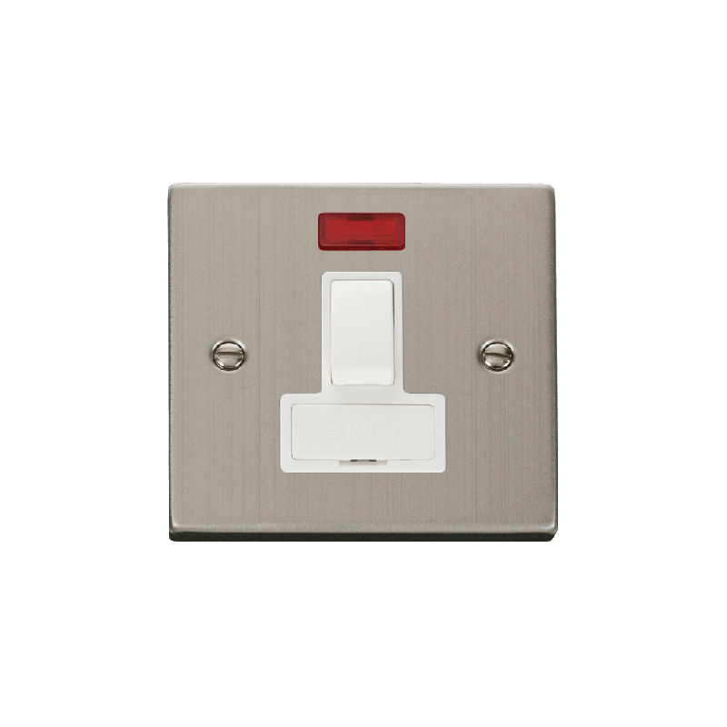 Click Deco 13A DP Switched Fused Connection Unit With Neon Stainless Steel Insert White