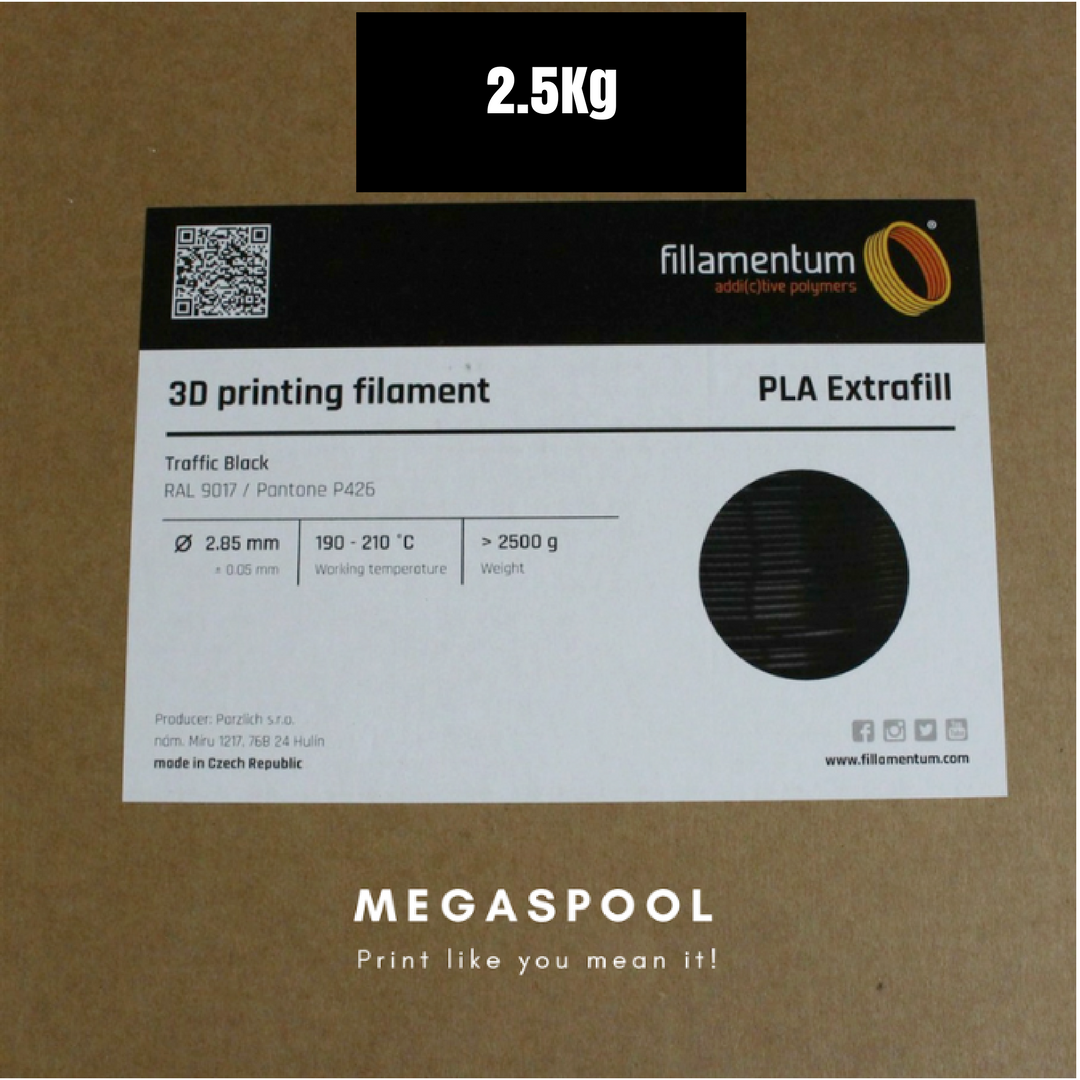 Fillamentum PLA Extrafill Traffic Black 1.75MM 2.5Kg 3D Printer Filament