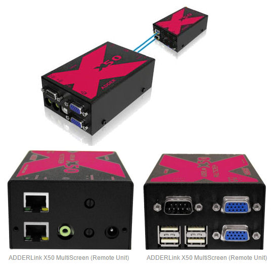 X50-MS2-IEC ADDERLink X50 Full USB function & VGA DualScreen MultiScreen UTP USB KVM Extender (Dual Video Local and Dual Remote Video )