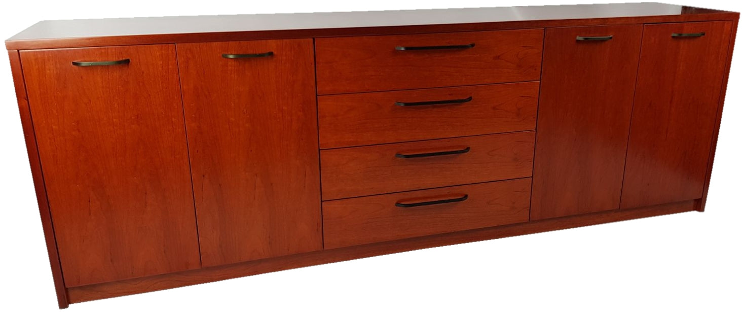 Light Mahogany Veneered Executive Cupboard with Drawers and Doors - 0912L UK