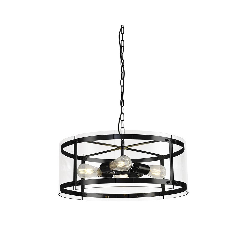 Luxuria Etoile 56.5cm Pendant 4 Light E27 Matt Black / Plain Clear (A) Glass