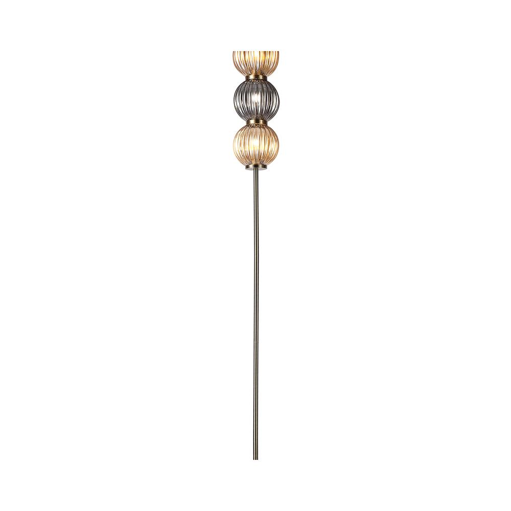 Luxuria Elysium Floor Lamp 3xG9 Antique Brass/Smoked & Amber Glass