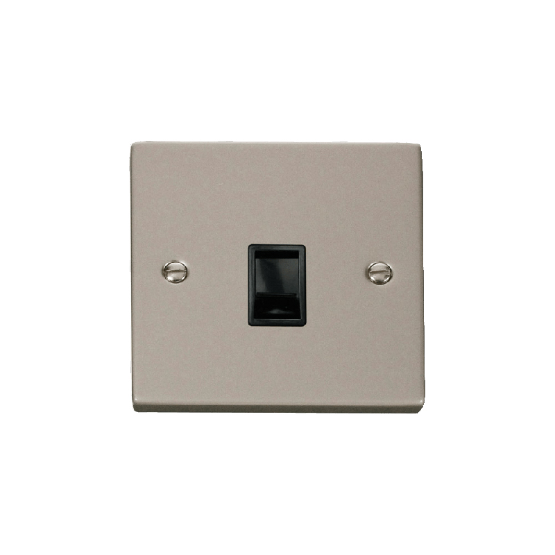 Click Deco Single RJ11 Socket Ireland/USA Outlet Pearl Nickel Insert Black