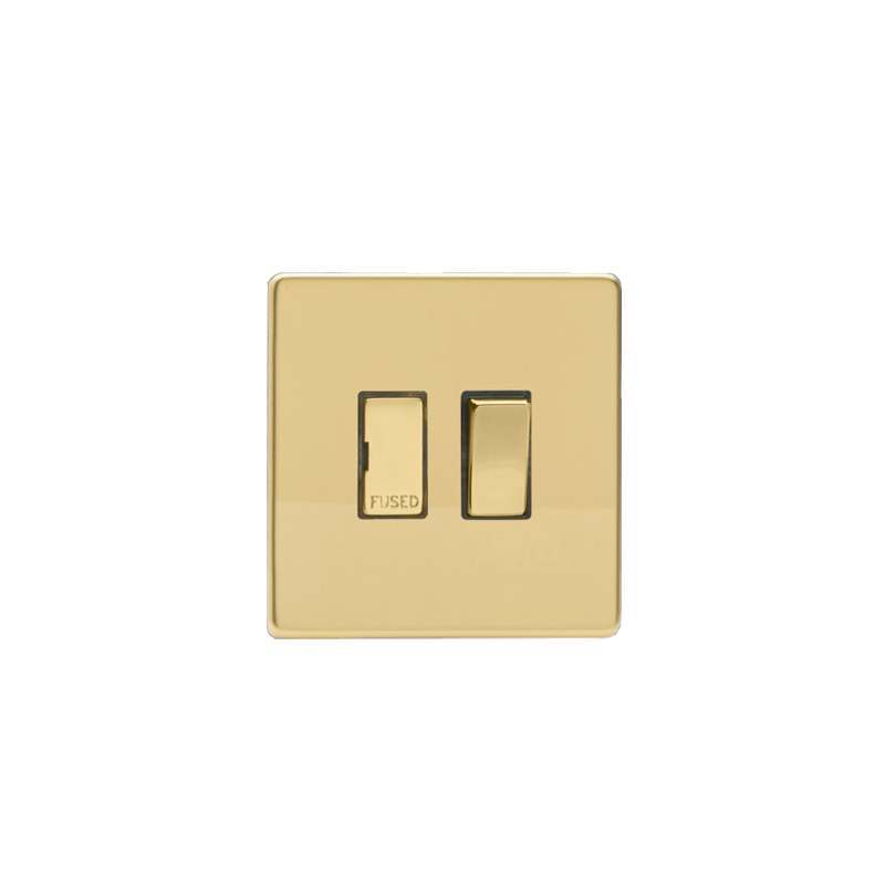 Varilight Screw Less Polished Brass 13A Switched Fused Spur Decorativ