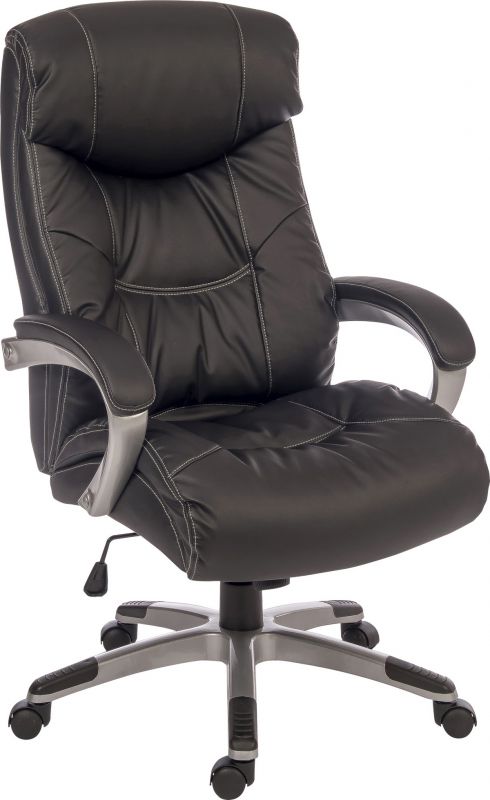 Soft Padded Black Leather Office Chair - SIESTA Huddersfield